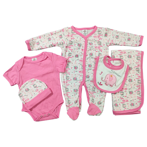 Little Elephant Pink White Newborn Clothing Starter Set