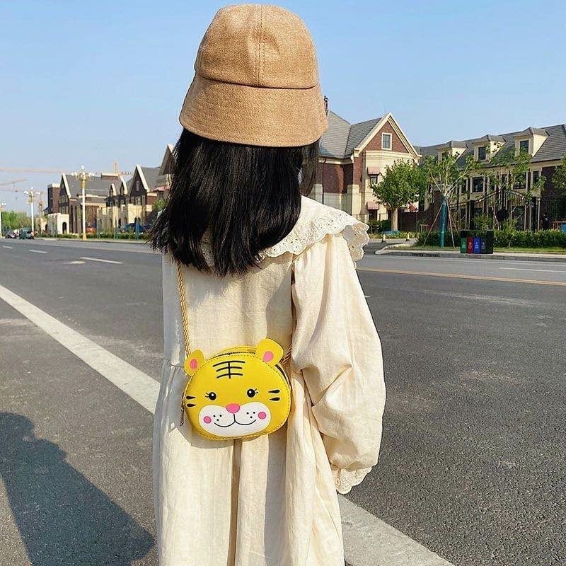Cute Cartoon Yellow Tiger small kids purse girl children shoulder handbag