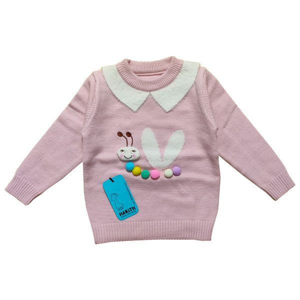 Butterfly baby pink Winter Pullover Baby Girl Sweater