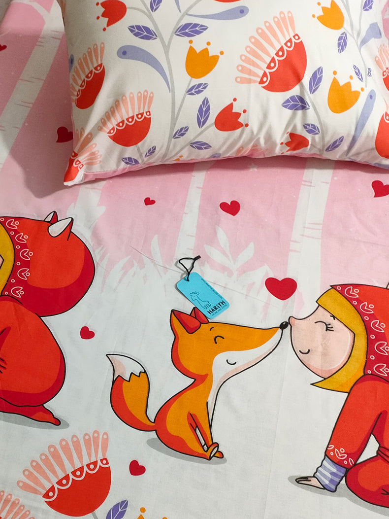 Cute Love Kids Room cartoon Single and Double Bed Sheet