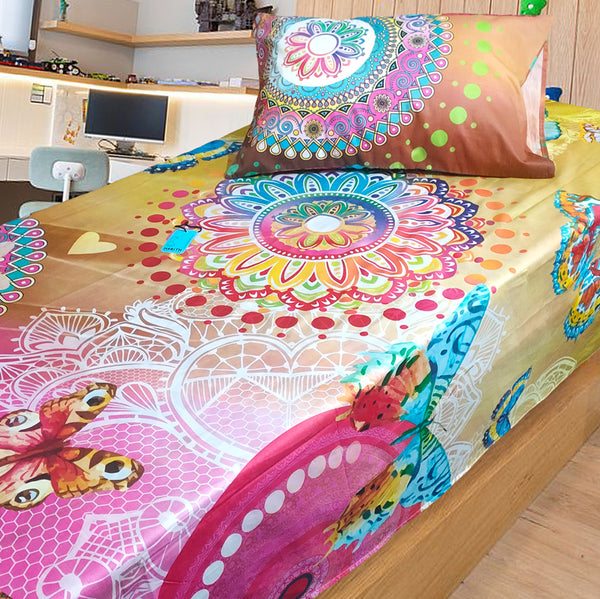 Butterflies Digitally Printed Girl Kids Room Cotton Single Bed Sheet
