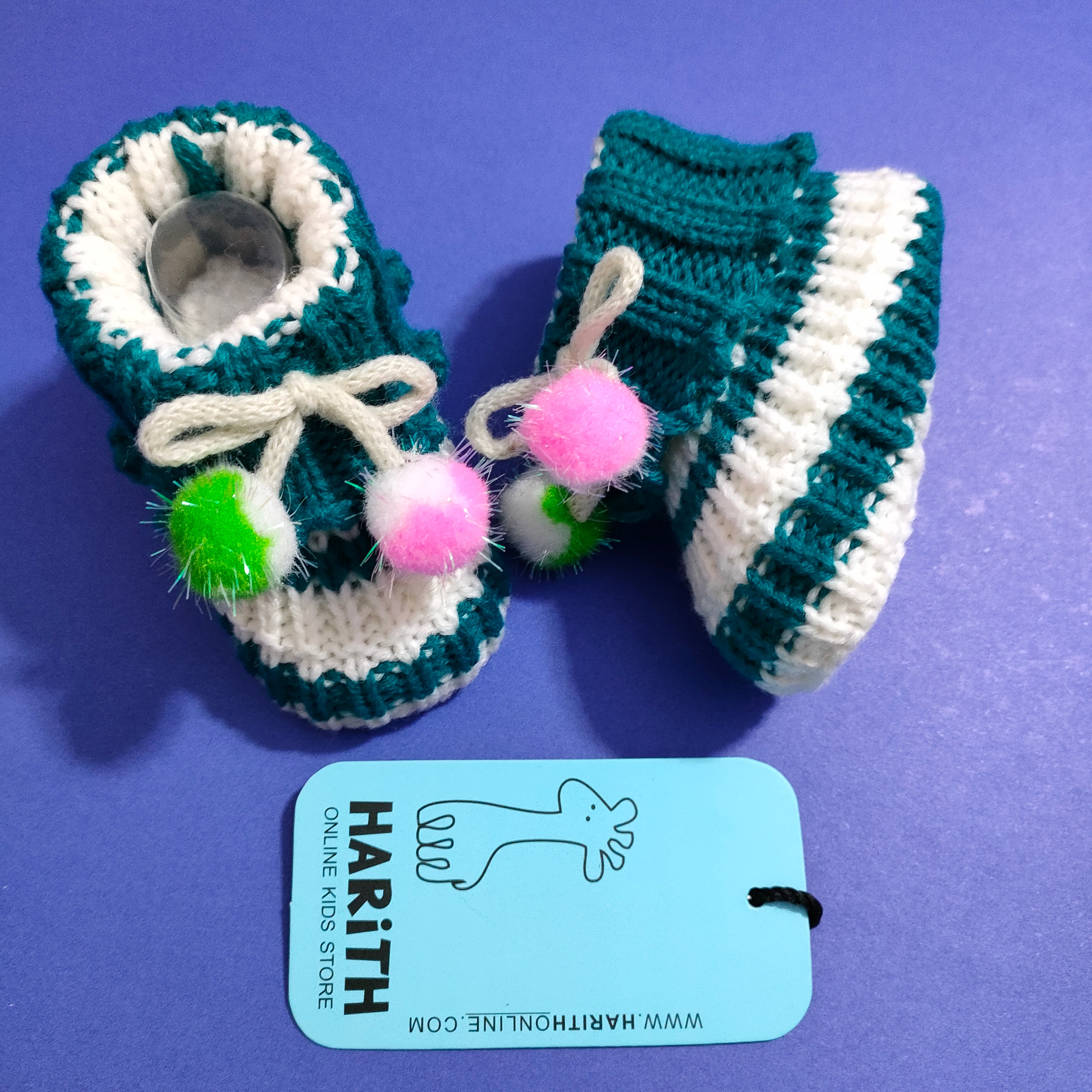 Newborn pompom Knitted wool Booties