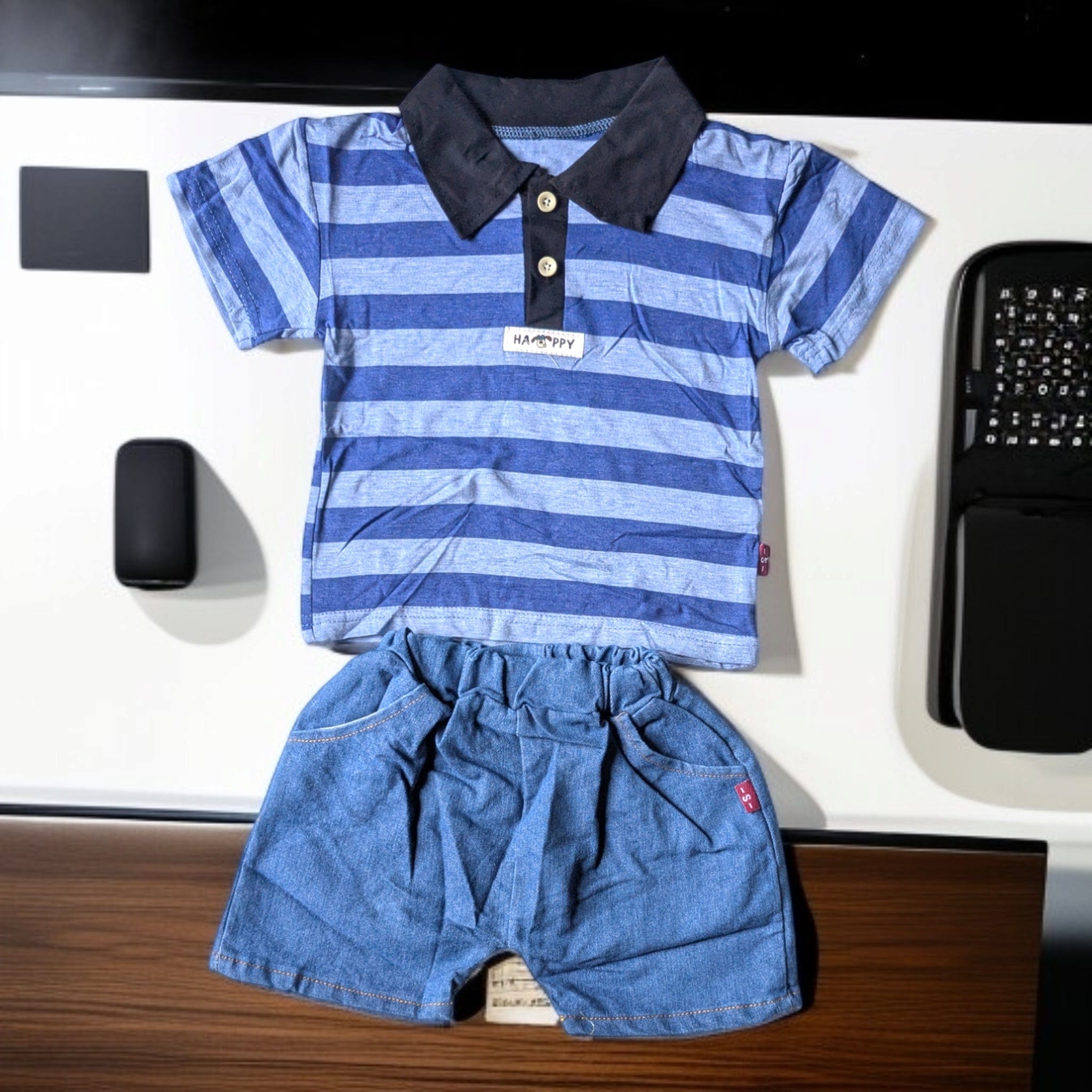 Ultra-Soft 100% Cotton Striped Polo &amp; Shorts Set for Kids