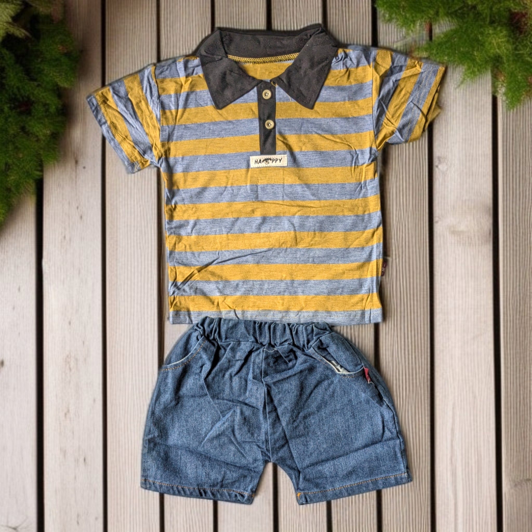 Ultra-Soft 100% Cotton Striped Polo &amp; Shorts Set for Kids