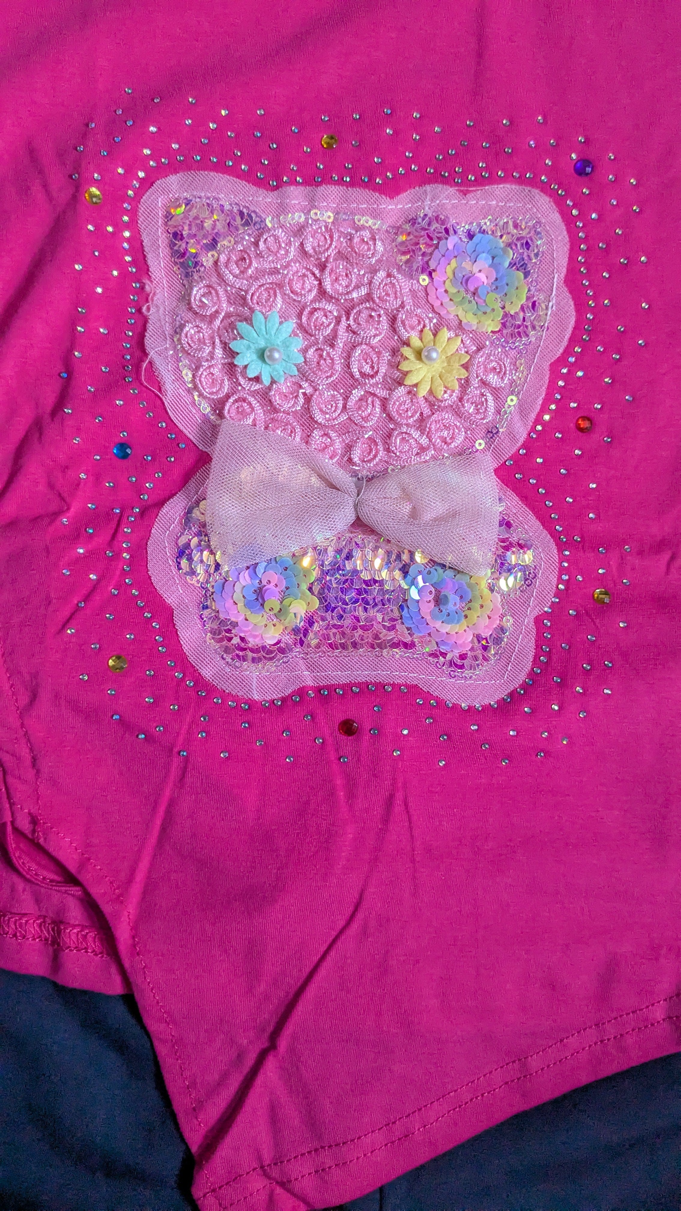 Party Girl's Outfit - Pink T-Shirt and Blue Shorts