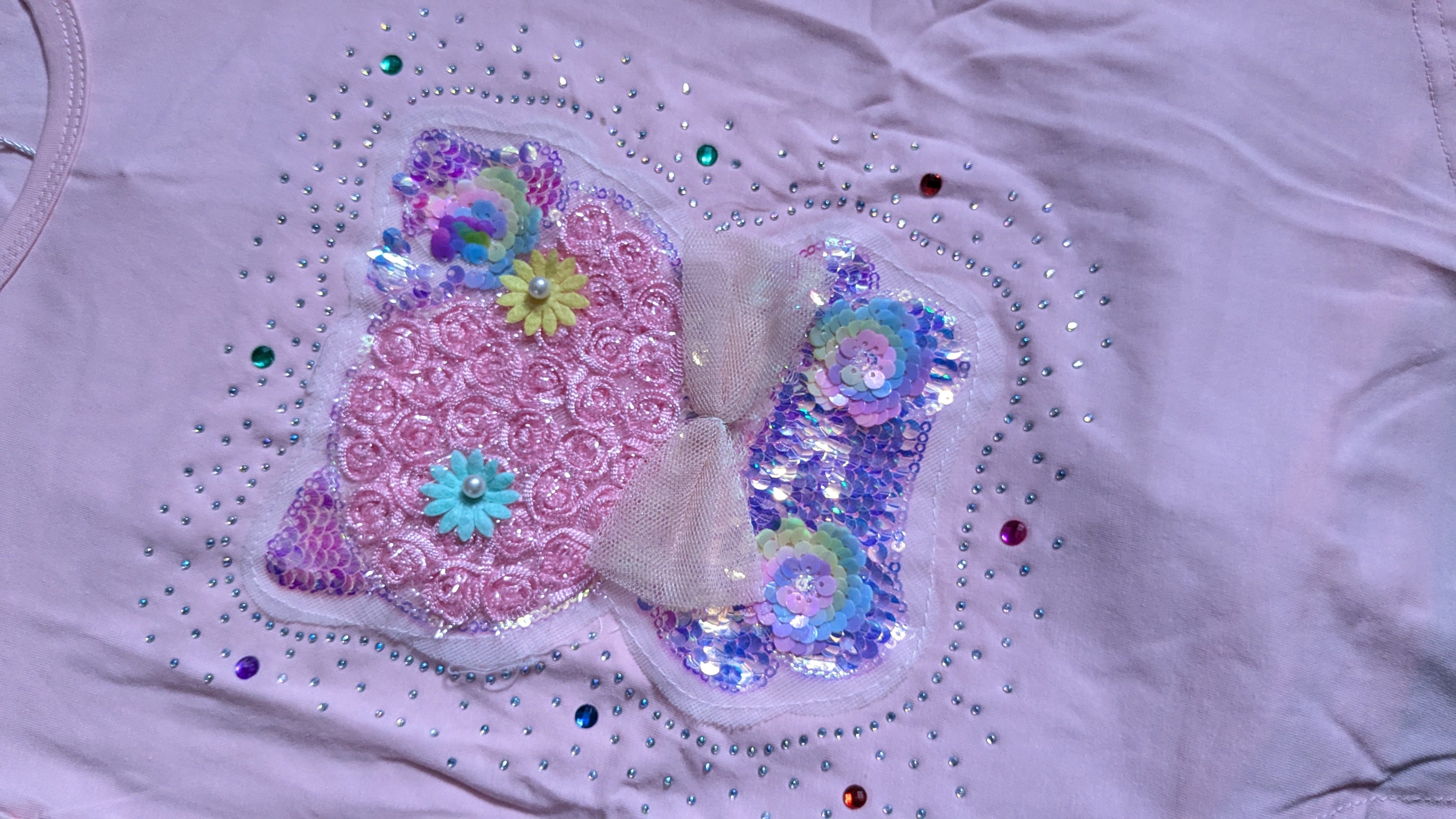 Party Girl's Outfit - Pink T-Shirt and Blue Shorts