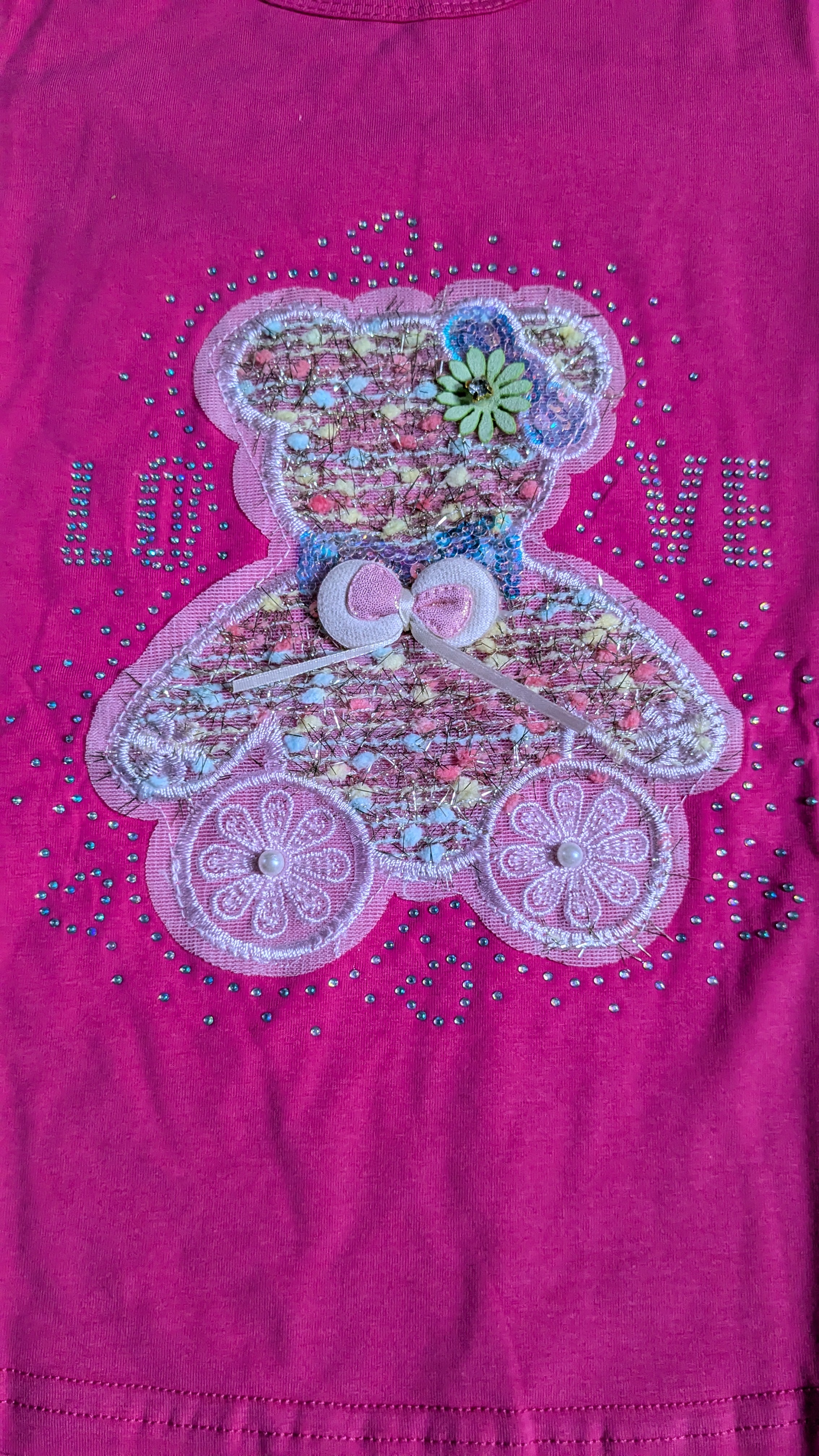 Adorable Pink and Grey Outfit for Girls - Teddy Bear Design