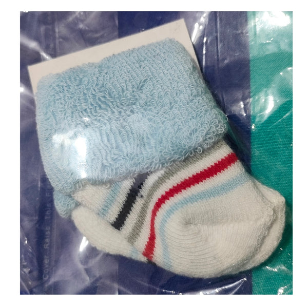 Light Blue newborn baby cotton socks with grips
