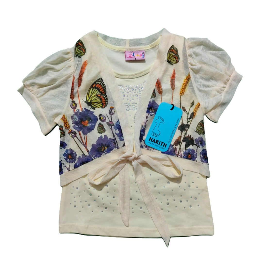 Flower Garden Butterfly Paired Stylish Top