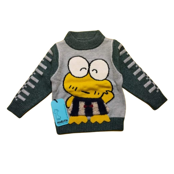 Crong Green Grey Wool Kids Sweater