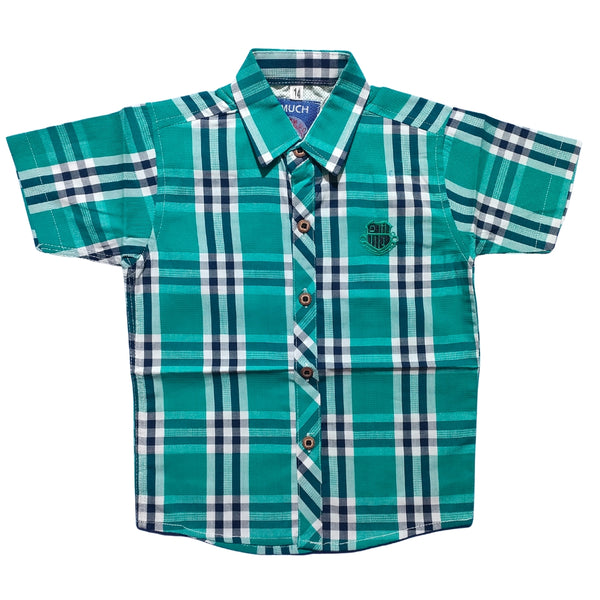 Green Check Summer Cotton kids boys shirt