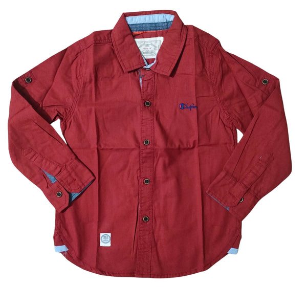 TSNO Kids Maroon Cotton Shirt