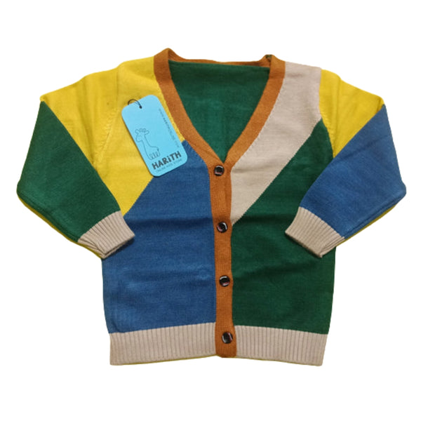 Multi Color Cardigan Kids Sweater Button Open