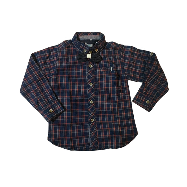 Navy Blue Baby Shirt with bow tie