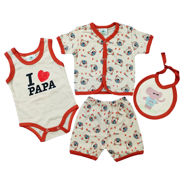 Love Papa Little bear Newborn Clothing Set Summer