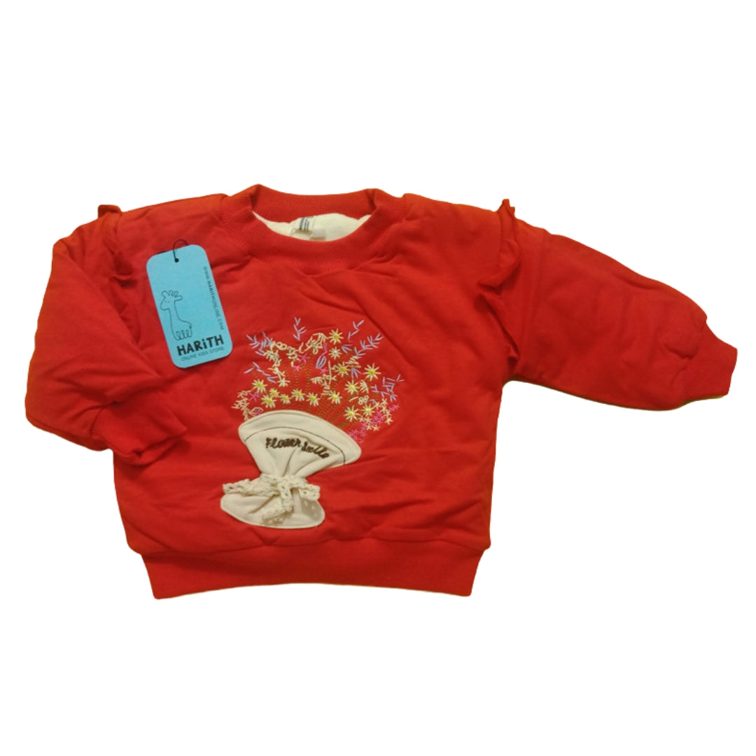 Flower Smile Bouquet Quilted Plush velvet Baby pullover