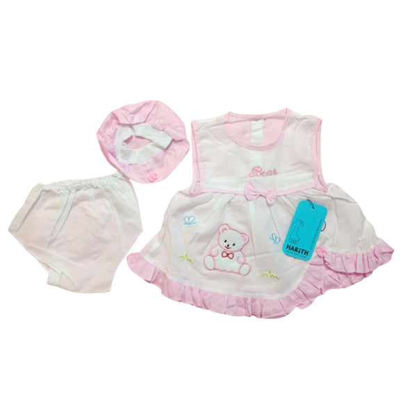 Little baby tie Frill Frock Newborn lawn set Pink