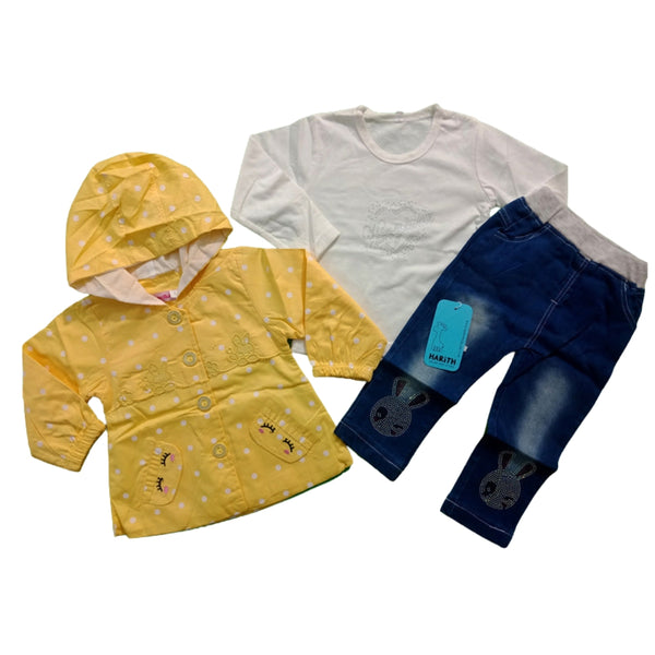 Yellow Baby Winter stylish 3 piece dress