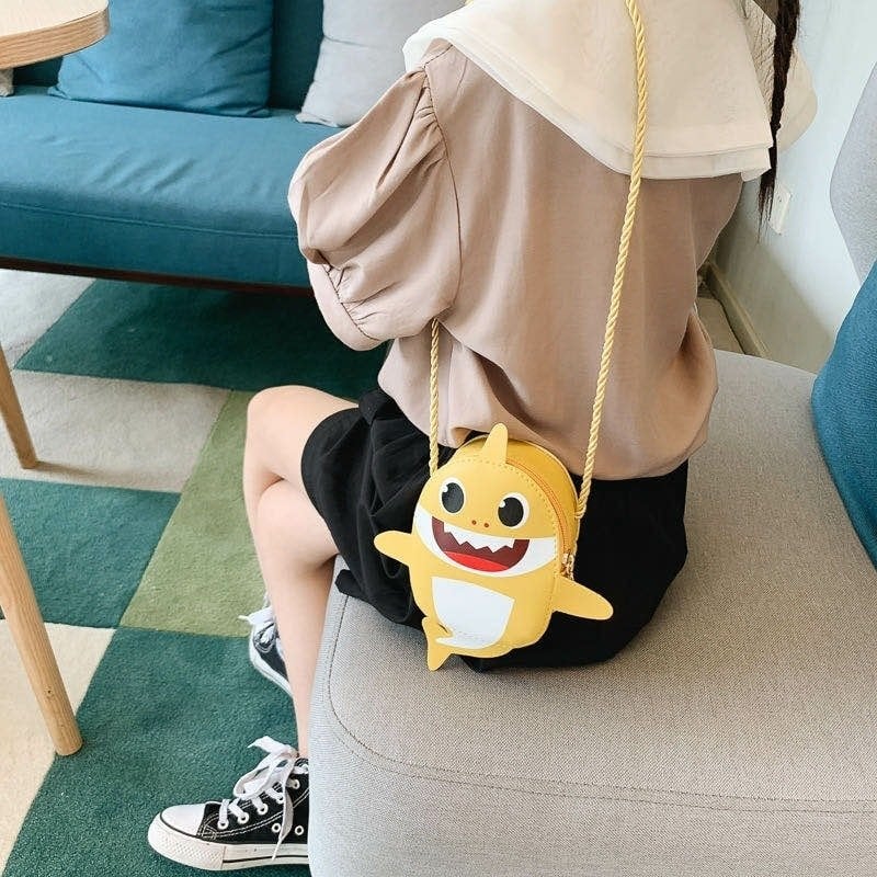 Cute Cartoon Yellow Baby Shark small kids purse girl children shoulder handbag