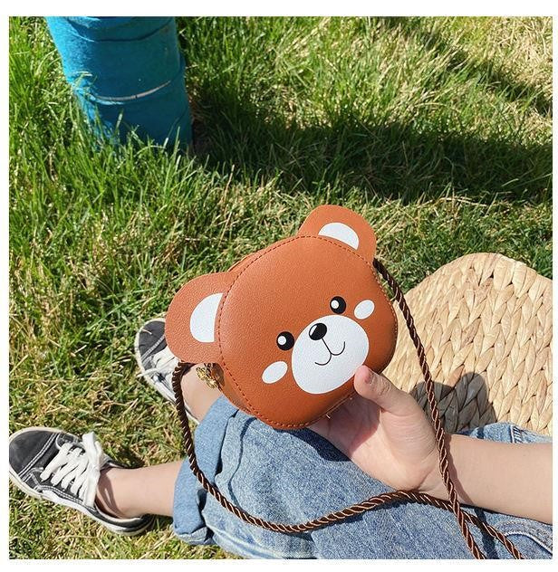 Cute Cartoon Brown Bear small kids purse girl children shoulder handbag