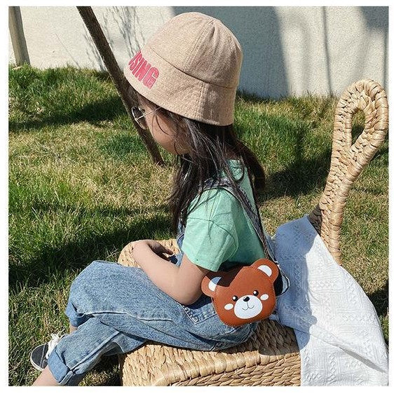 Cute Cartoon Brown Bear small kids purse girl children shoulder handbag