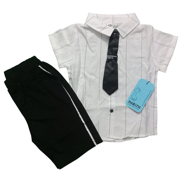Fashionable Forever Tie Shirt Boy Summer Dress Black White