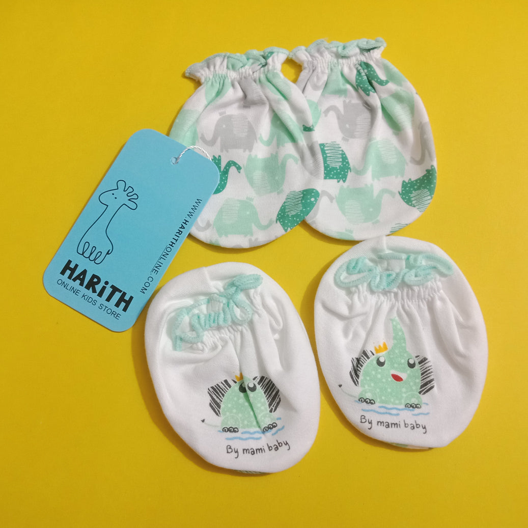 Mami Baby Newborn Cotton Mitten Booties set summer