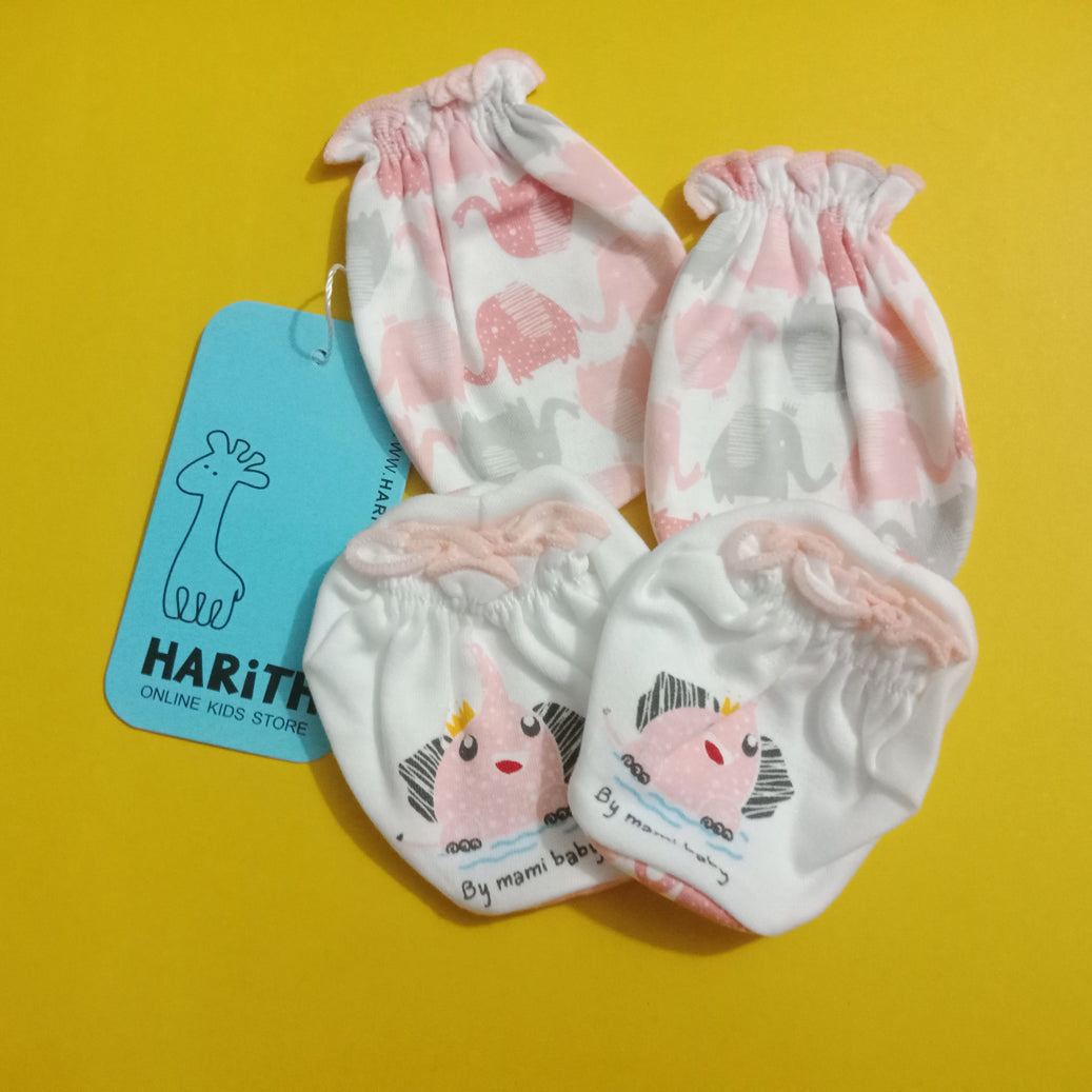 Mami Baby Newborn Cotton Mitten Booties set summer