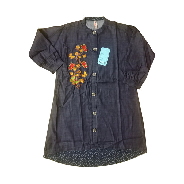 Embroidered cotton Denim Girls kurti Shirt