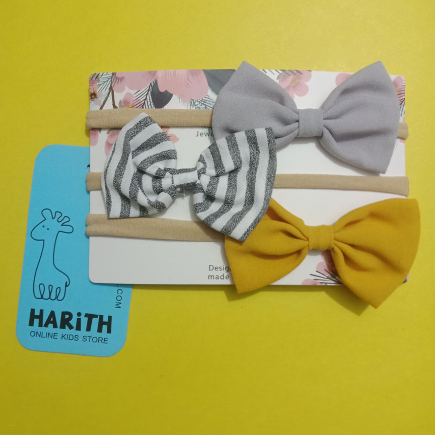 Yellow Grey 0-1 year Baby Head Bands Set of 3