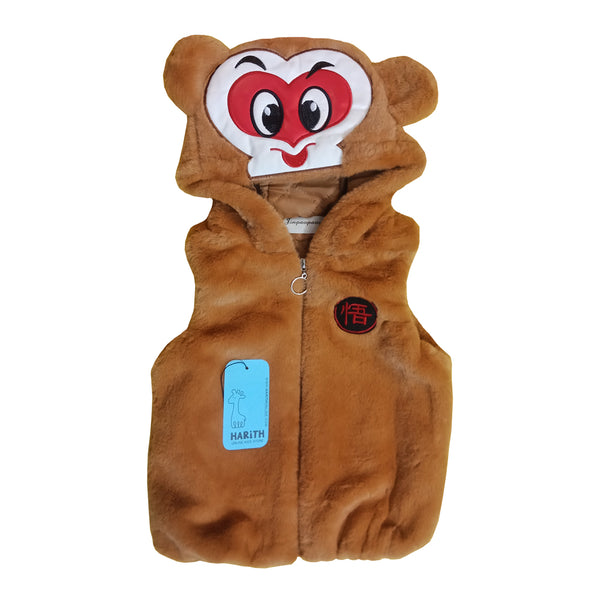 Faux Fur Kids Winter Jacket without sleeves Light Brown