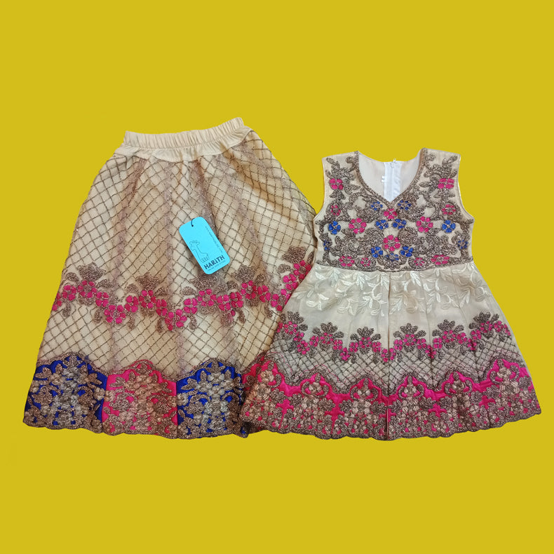 Offwhite Party wear Lehnga Dress For baby Girls