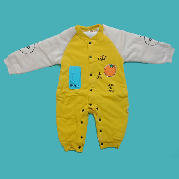 TG Yellow Offwhite Quilted winter Romper Newborn
