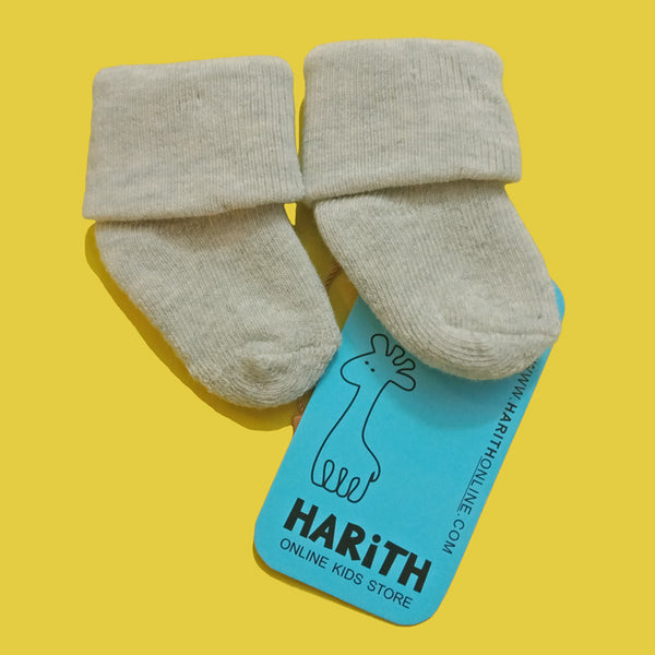 Plain Grey Newborn Cotton socks for winter