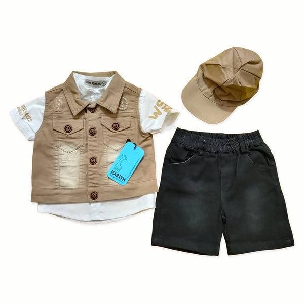 Newborn  Baba Summer Party wear Dress waist coat 6-24 Month Off white