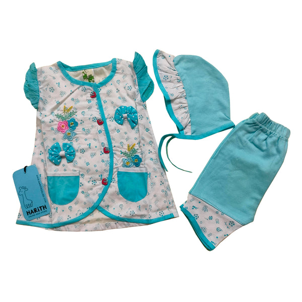 Floral Baby Newborn Lawn Summer Dress Light Blue