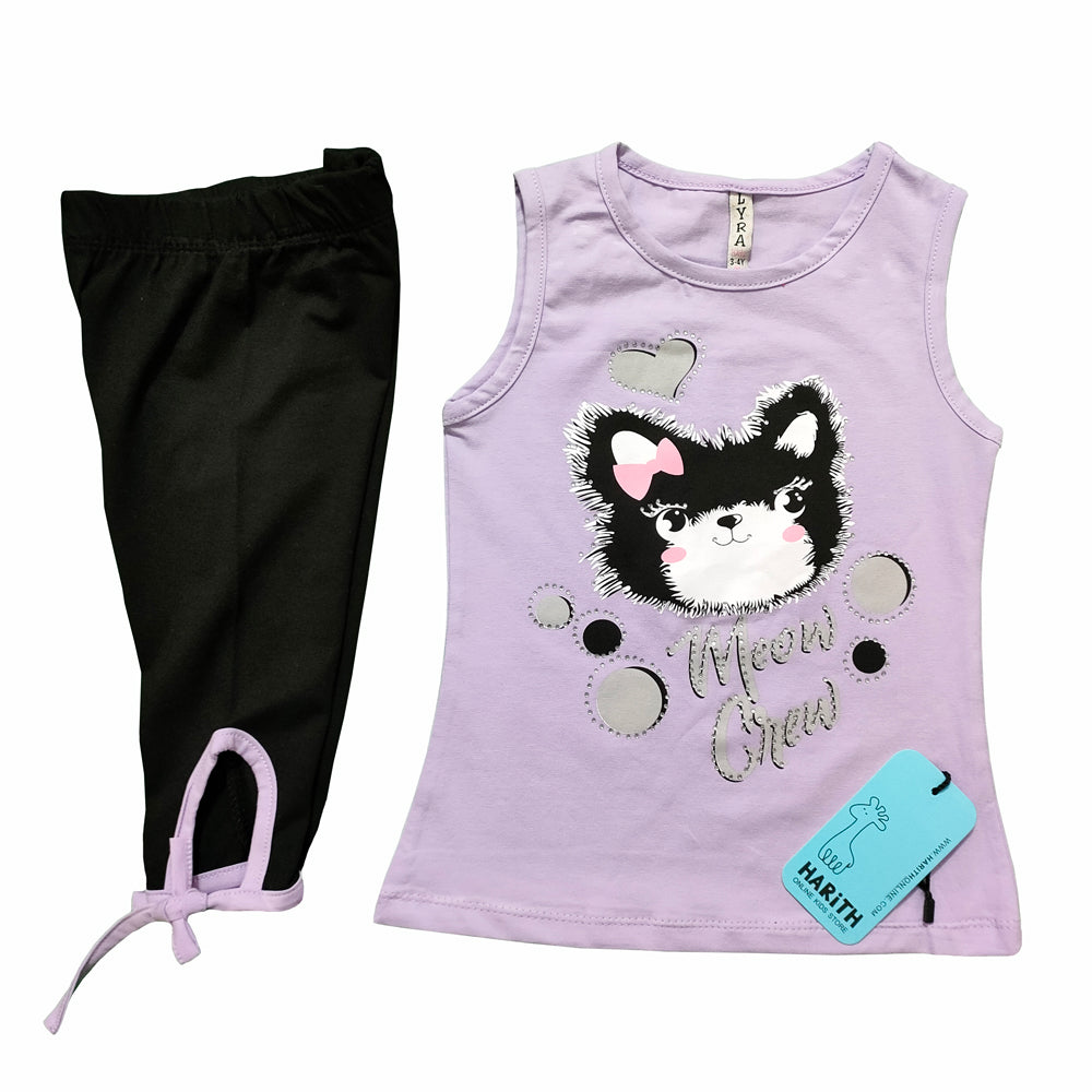 Meow Crew Classic Baby Girl Summer Dress Purple