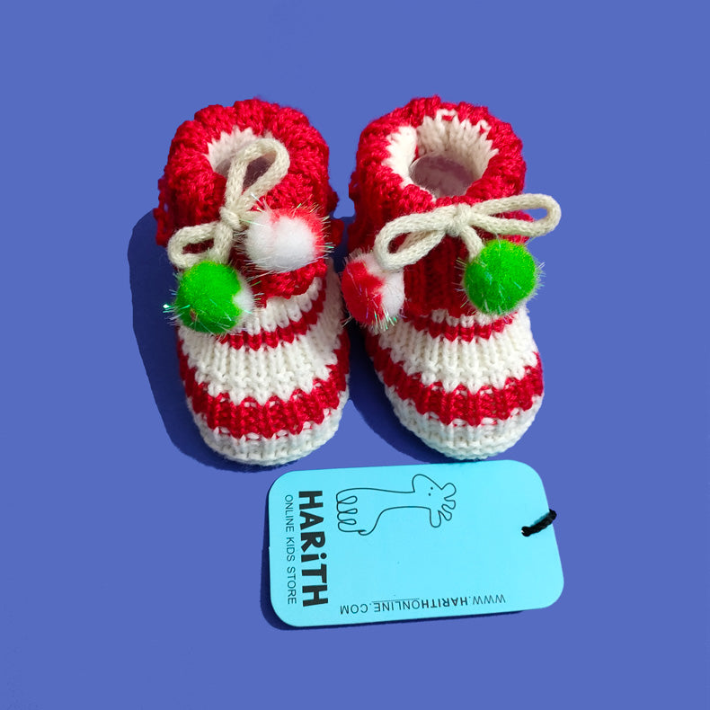 Newborn pompom Knitted wool Booties 10 colors