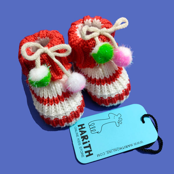 Newborn pompom Knitted wool Booties 10 colors