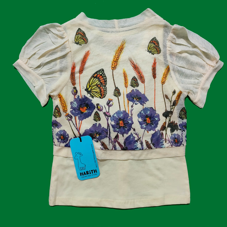 Flower Garden Butterfly Paired Stylish Top