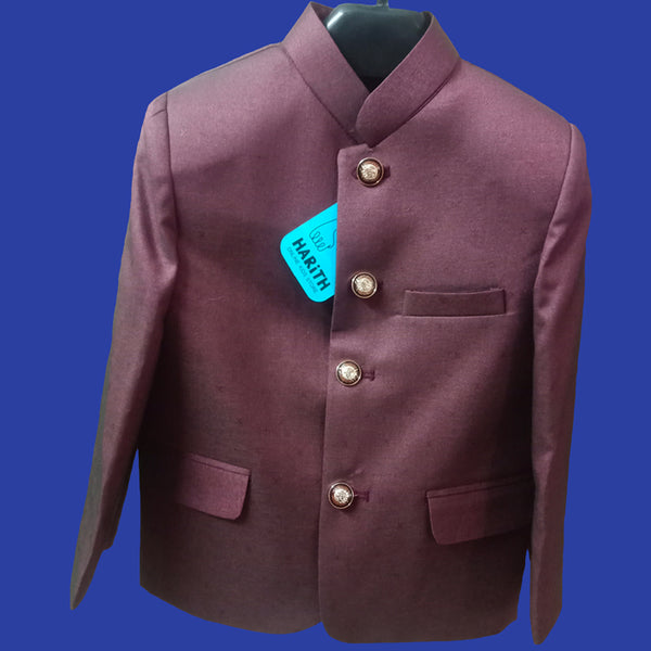 Kids Boys Maroon Sherwani Prince Coat