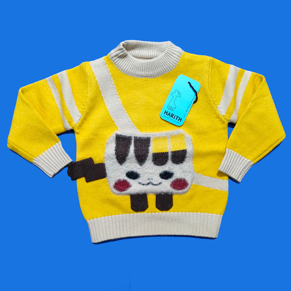 Robot Pocket Boy Sweater Pullover for winter kids yellow