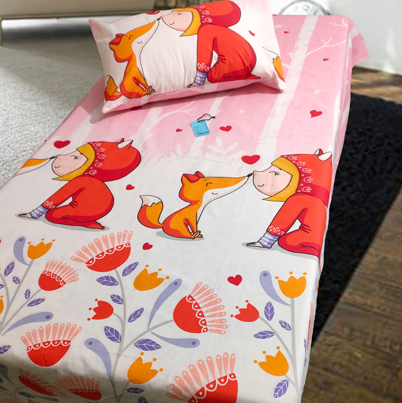 Cute Love Kids Room cartoon Single and Double Bed Sheet