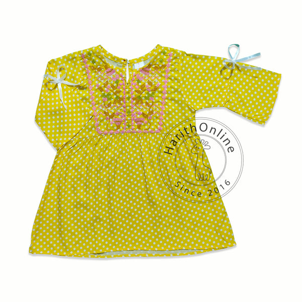 summer lawn Frock with computerized embroidery on neck