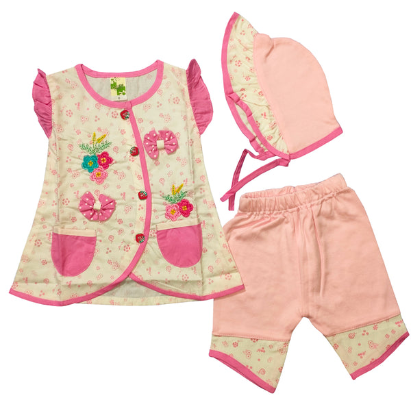 Floral Baby Newborn Lawn Summer Dress Pink