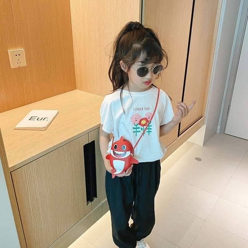 Cute Cartoon Red Baby Shark small kids purse girl children shoulder handbag