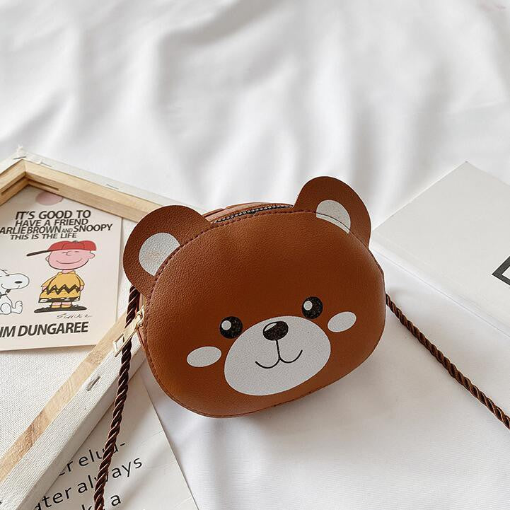 Cute Cartoon Brown Bear small kids purse girl children shoulder handbag