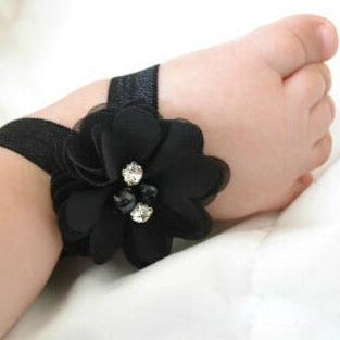 Newborn Chiffon Sewed Flower Barefoot Sandals Baby Girls Foot Floral Ornament Photography Props