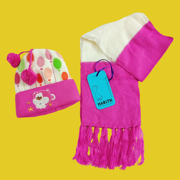 Little Bear Winter Wool Cap Muffler Set for kids